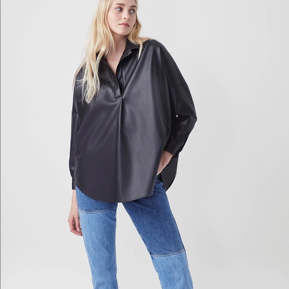 French Connection Crolenda Faux Leather Blouse